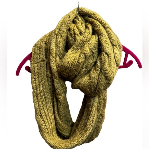 LUXURY WOODEN SHIPS WOOL TUBE SCARF infinity mustard color mohair blend unisex - Picture 3 of 14